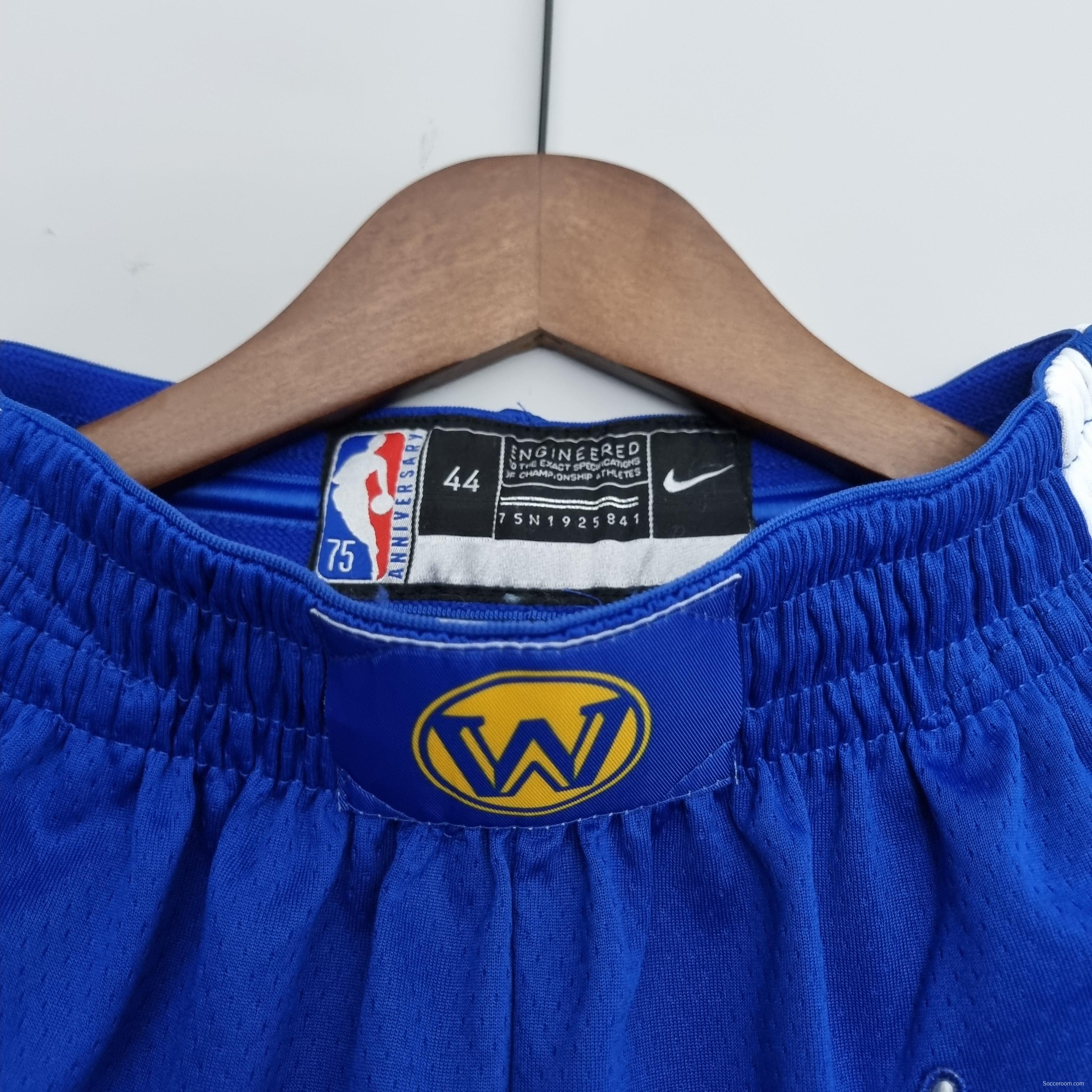 75th Anniversary Golden State Warriors Shorts Blue NBA Jersey