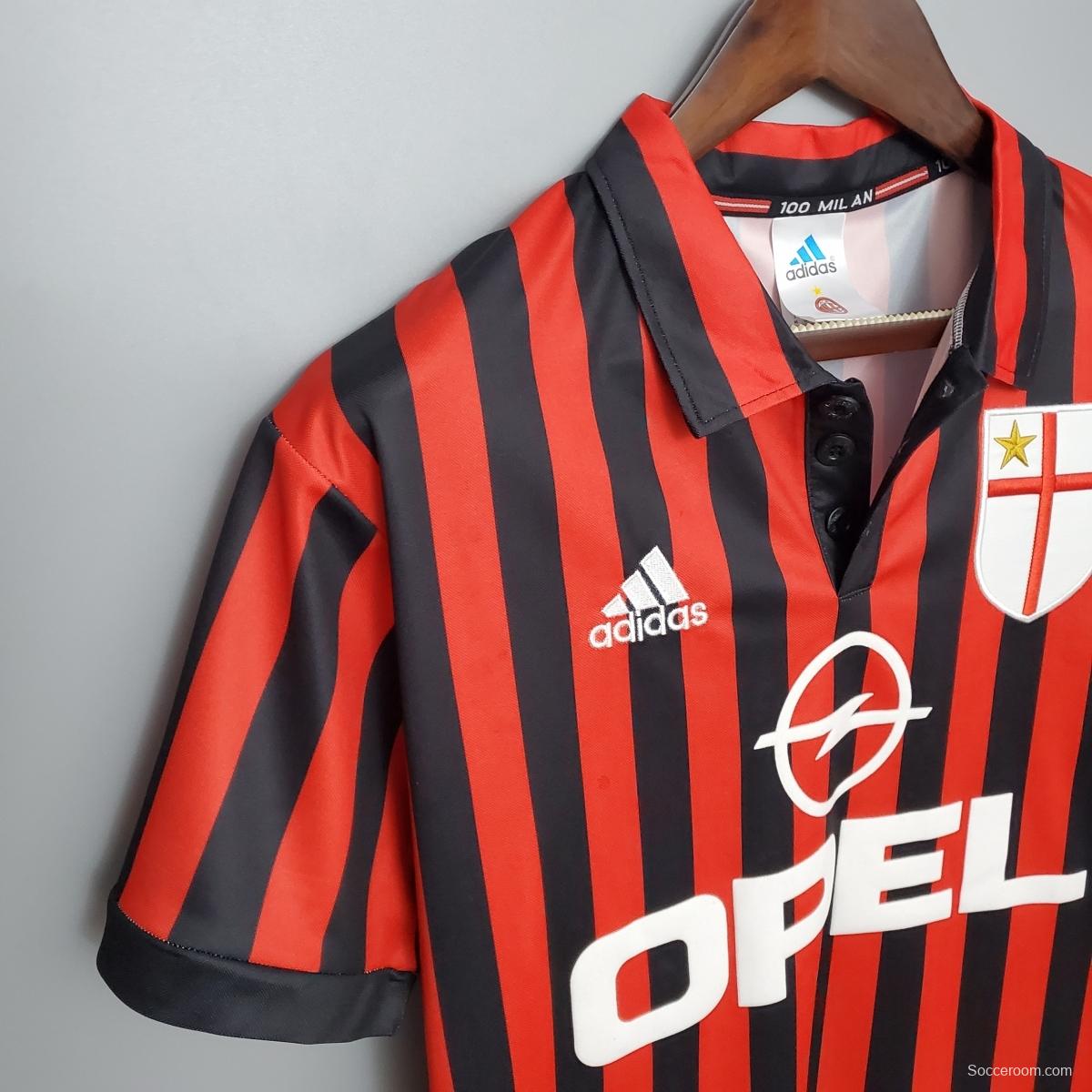 Retro 99-00 AC Milan Centenary home Soccer Jersey