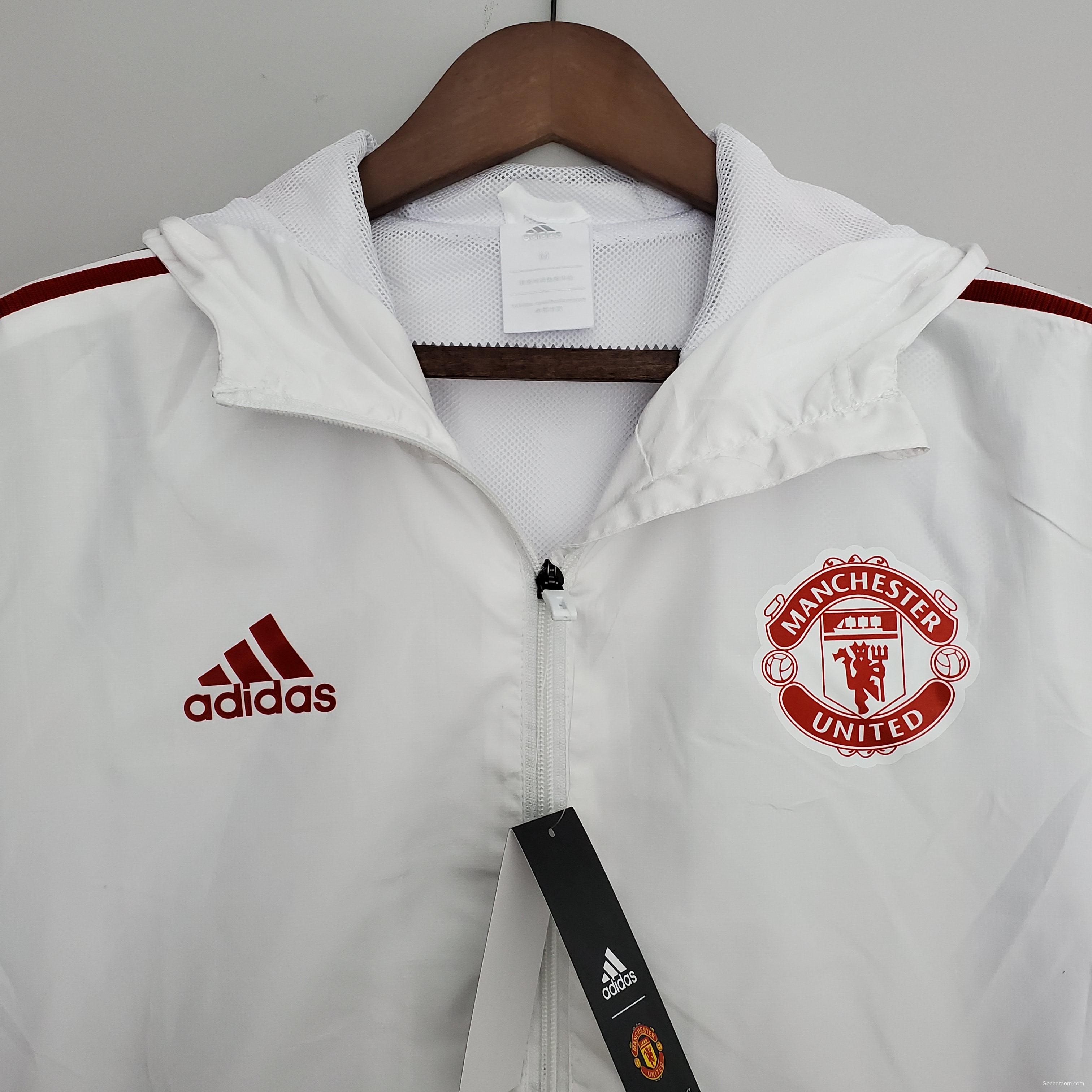 2022 Manchester United Windbreaker White Soccer Jersey