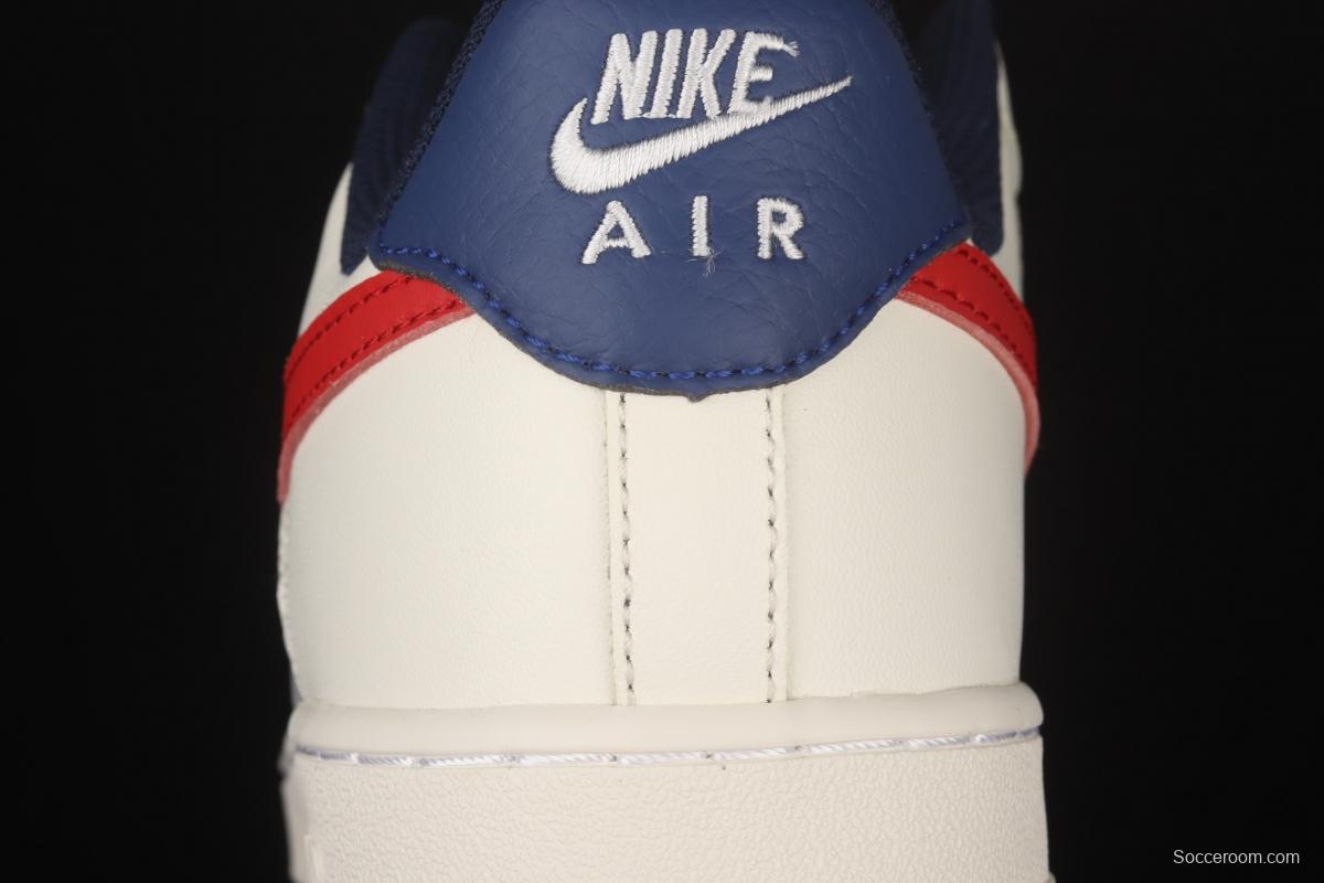 NIKE Air Force 1x07 Low white, blue and red stitching low-top casual board shoes CW2288-901