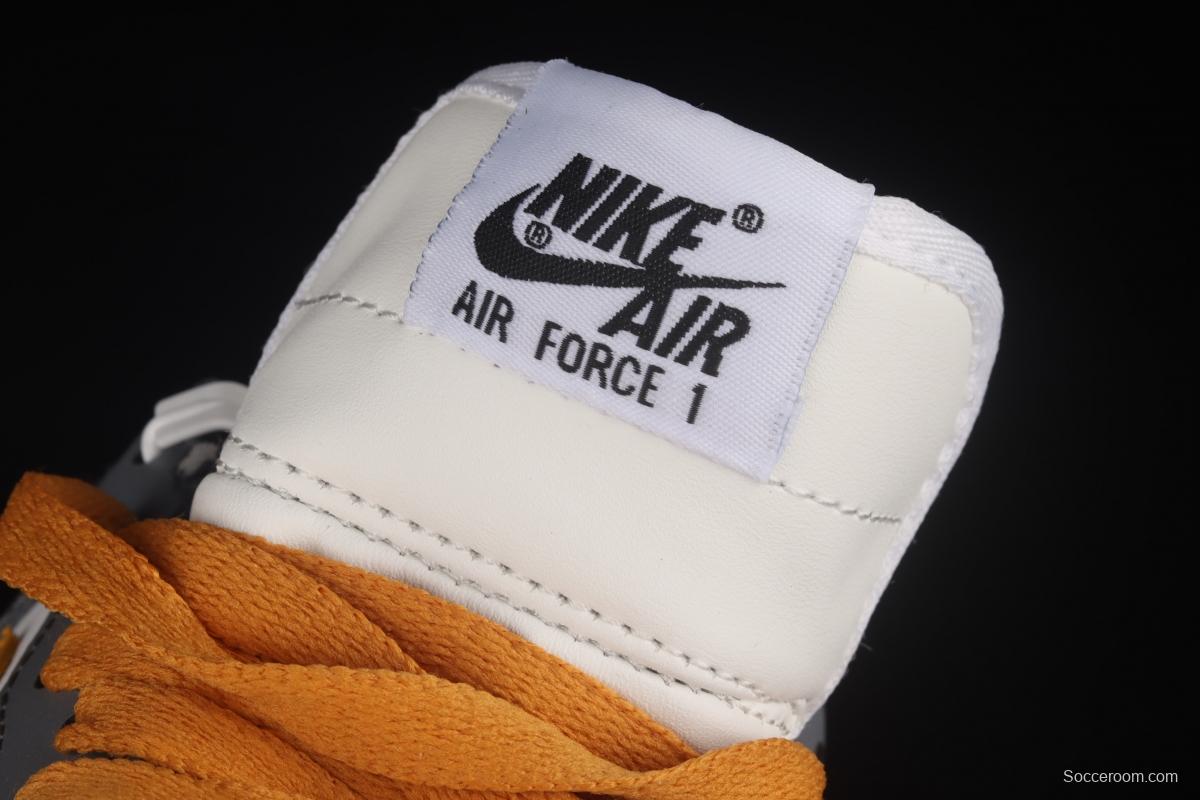 NIKE Air Force 11007 Low white, gray and yellow color low-top casual board shoes CW2288-110,