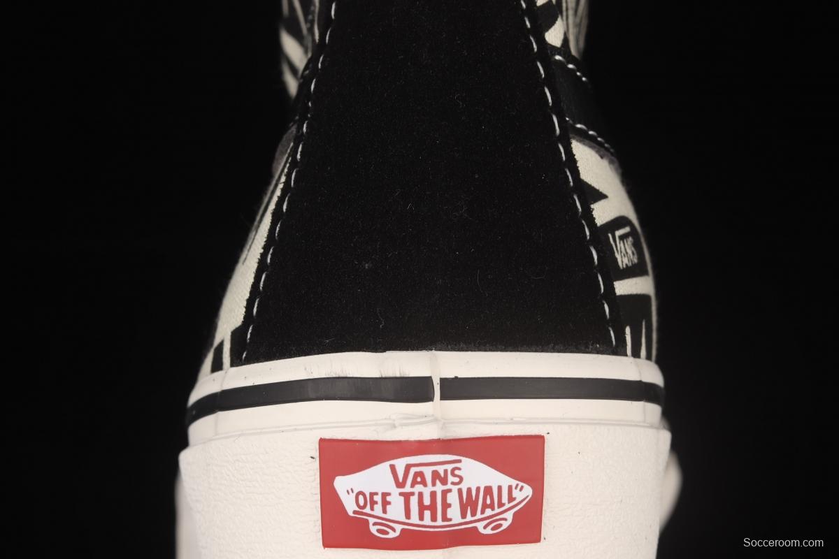 Vans Sk8-Hi 138Decon black and white printed high-top casual board shoes VN0A3MV136K