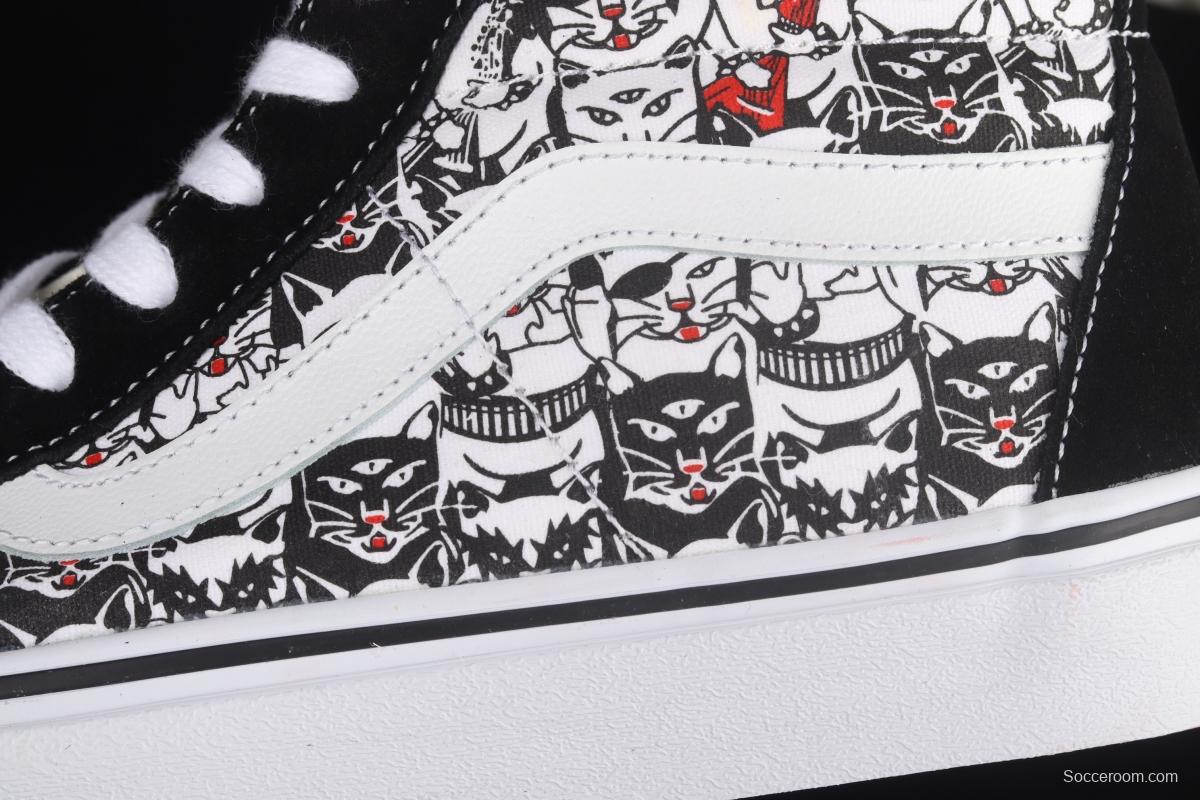 Vans Sk8-Hi synchronous cartoon robot cat high-top leisure vulcanized sports shoes VN0A4BV8BCL