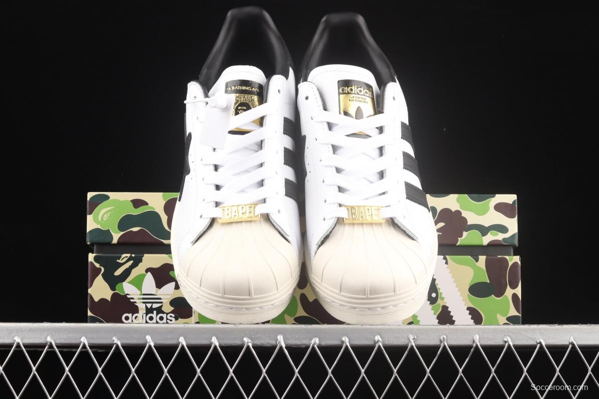 BAPE x Adidas Superstar 80s GZ8980 Darth ape-man co-named shell full head casual board shoes