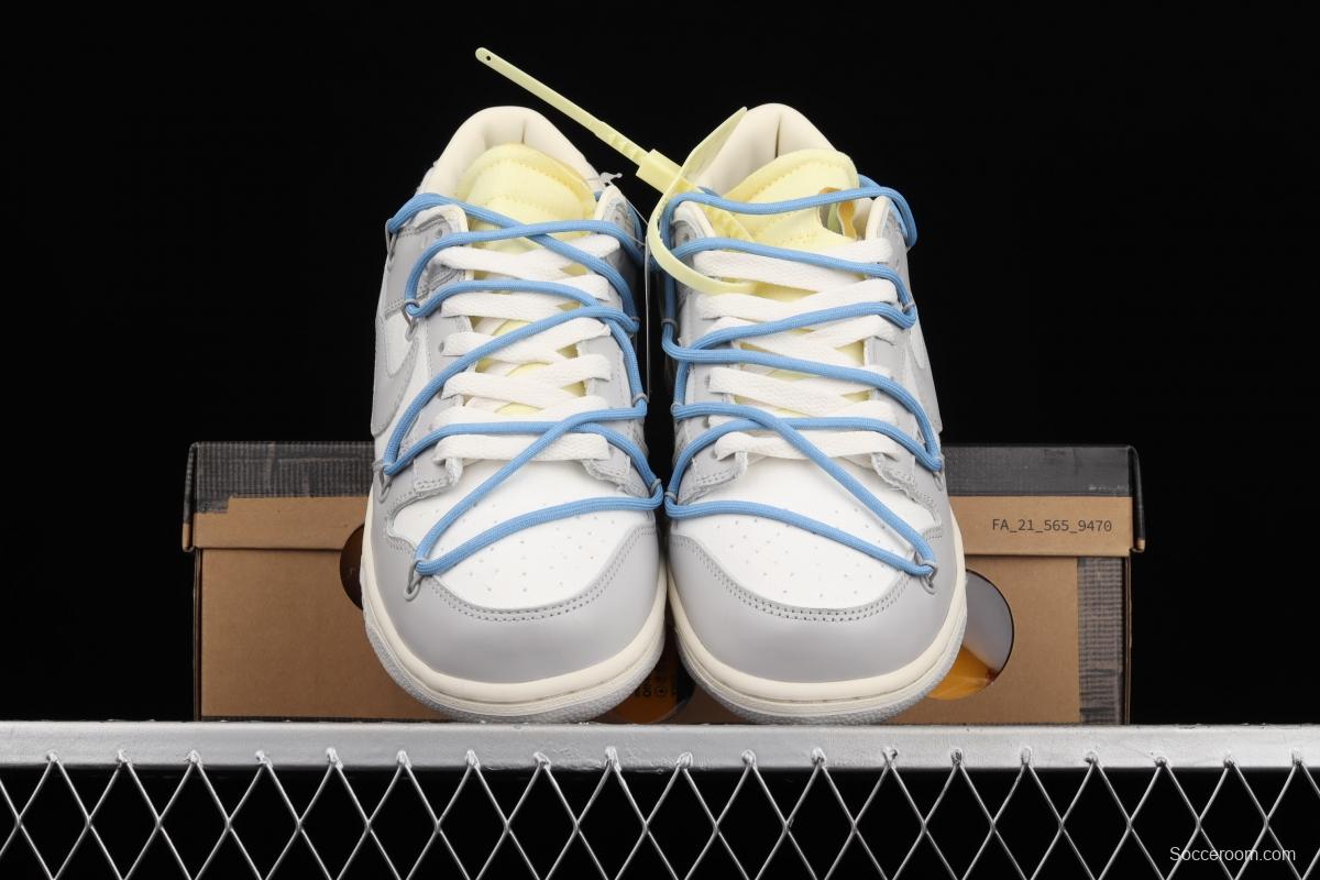 OFF-White x NIKE DUNK Low 04 of 50 OW white gray leisure sports skateboard shoes DM1602-113