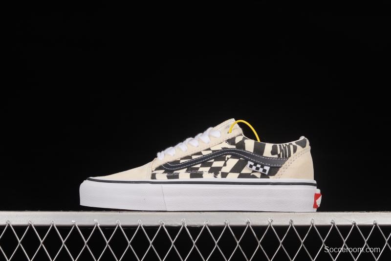 Vans OId Skool black and white checkerboard side stripe low-top professional skateboard shoes VN0A5FCB9CU