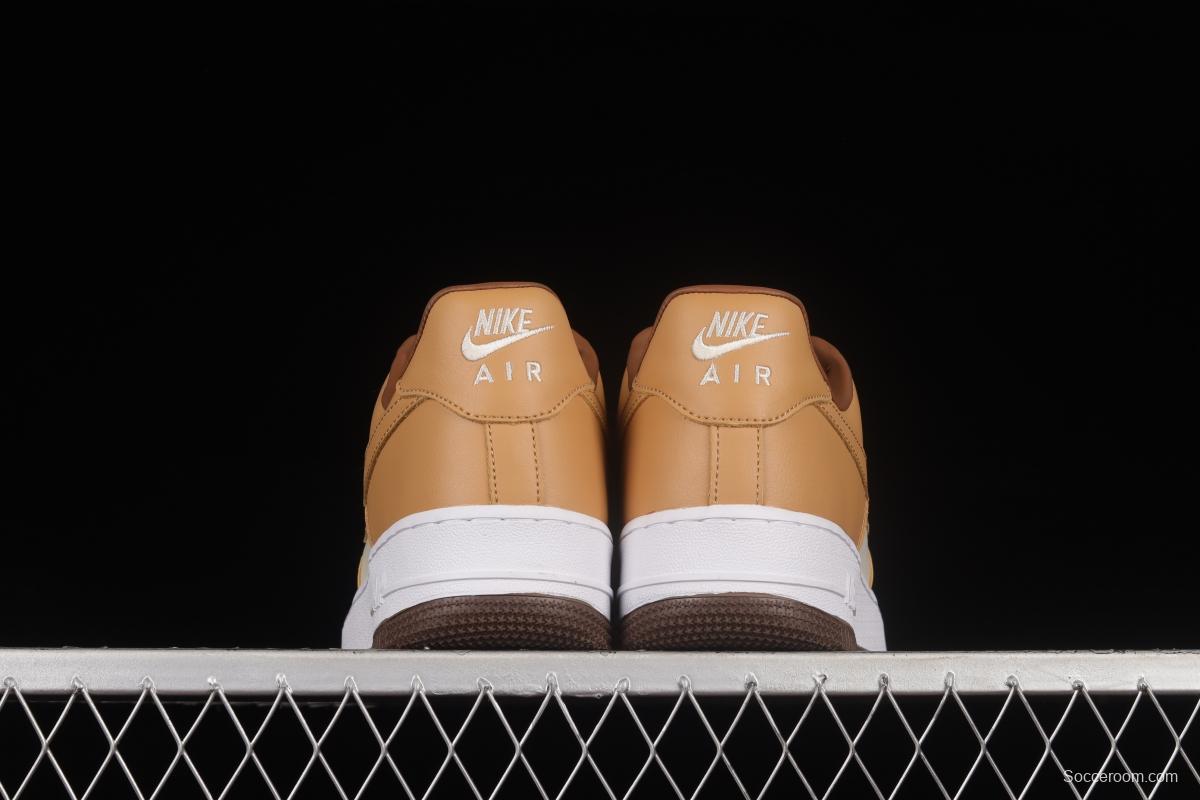 NIKE Air Force 1'07 Low milk tea brown canvas leather color matching low-top casual sneakers DJ6395-100