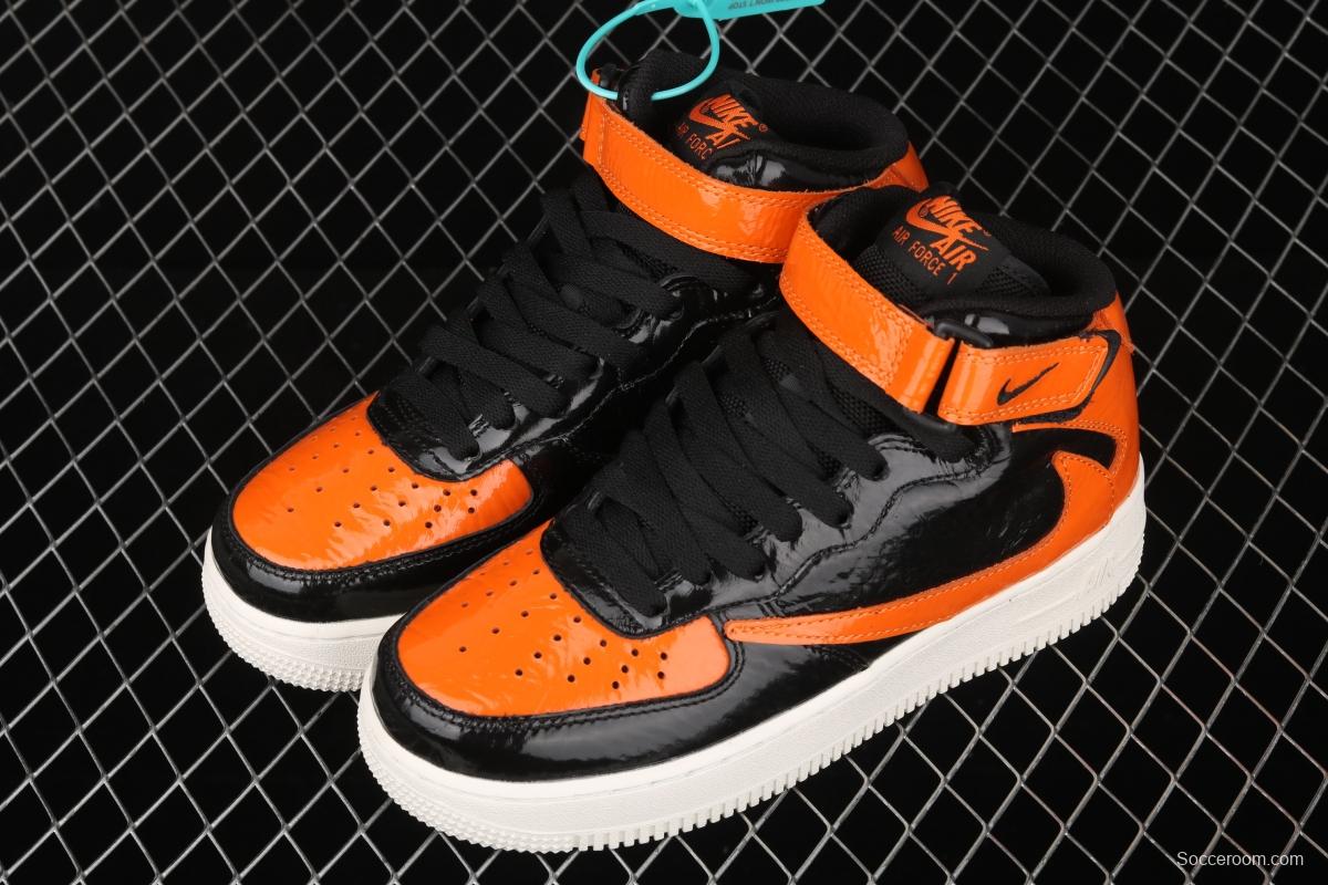 NIKE Air Force 11607 Mid in the help / retractor lacquered leather black orange 804609-188