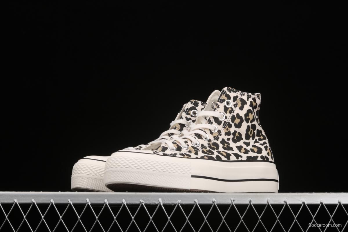 Converse All Star Lift classic leopard print thick-soled high-upper canvas shoes 570915C