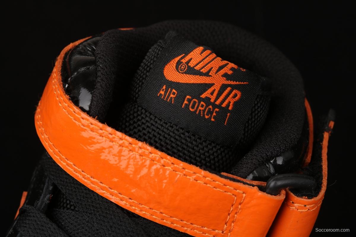 NIKE Air Force 11607 Mid in the help / retractor lacquered leather black orange 804609-188