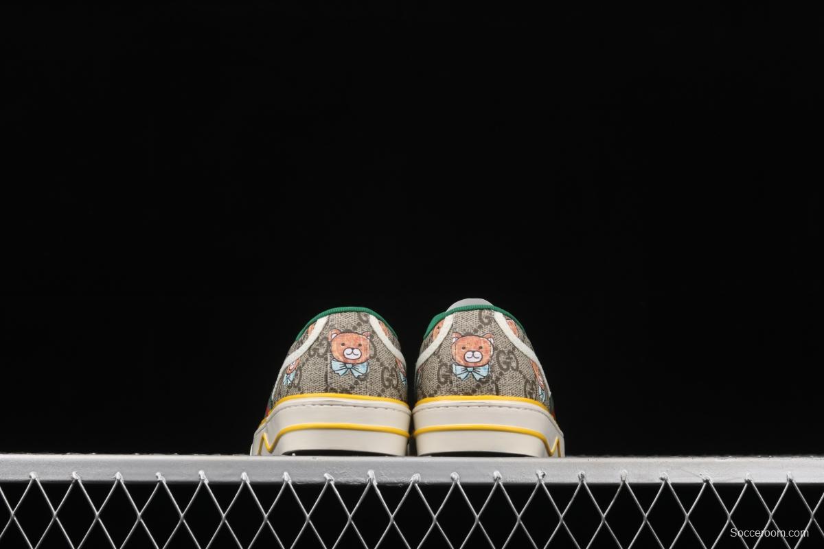 Gucci Tennis 1977 Print Sneaker canvas bear printed retro leisure sports board shoes