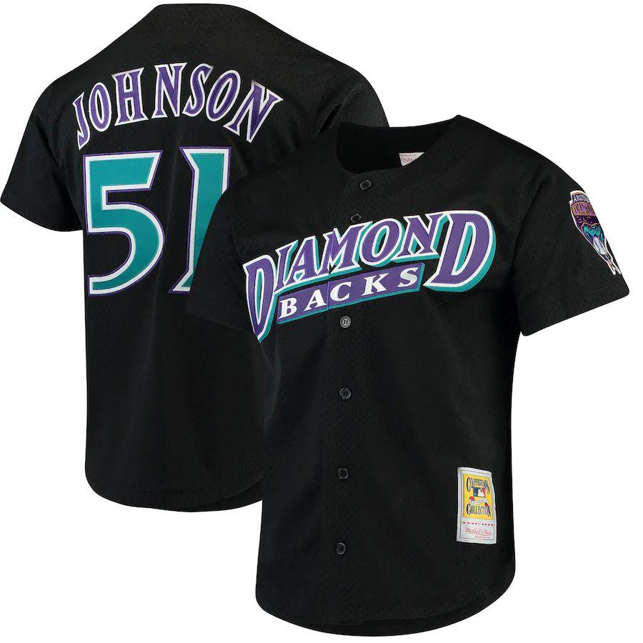 Men's Randy Johnson Black Fashion Cooperstown Collection Mesh Batting Practice Throwback Jersey