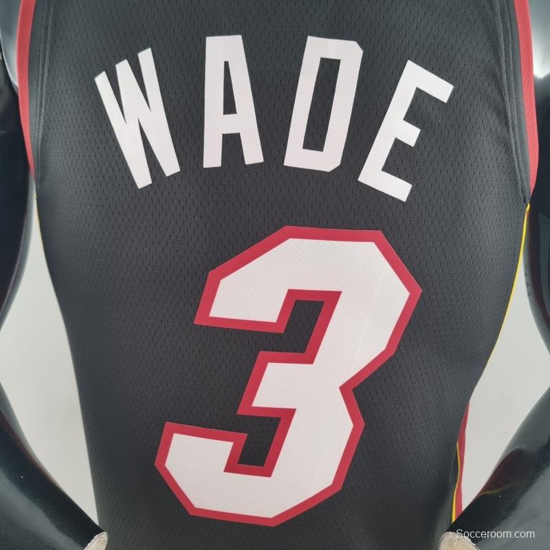 75th Anniversary Miami Heat WADE #3 Black NBA Jersey