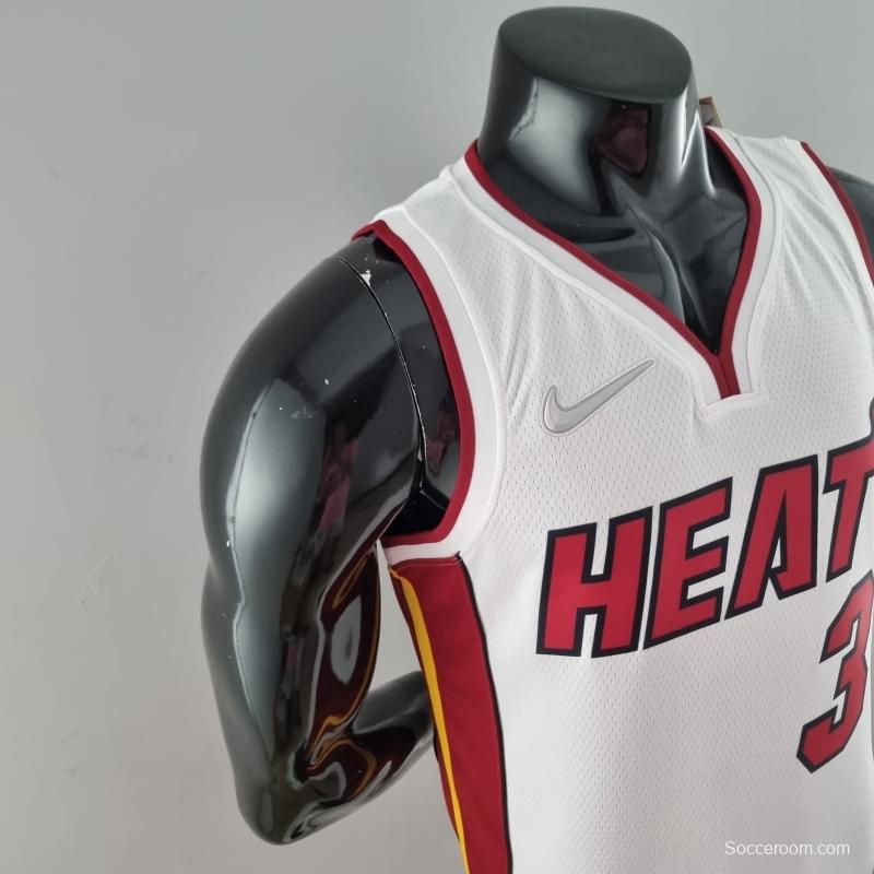 75th Anniversary Miami Heat WADE #3 White NBA Jersey