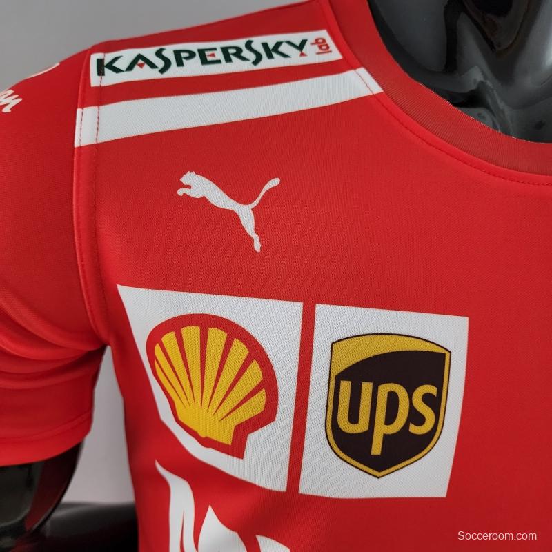2022 F1 Ferrari  RED T-shirts Full Sponsor #0007