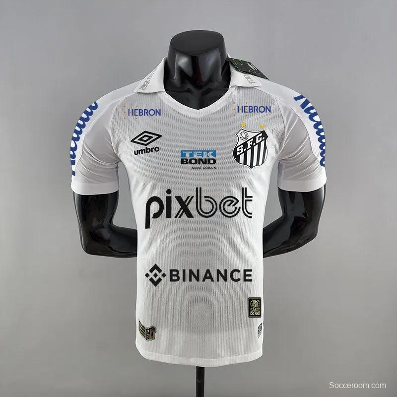 Player Version 22/23 Santos Home With  All Sponsor Soccer Jersey