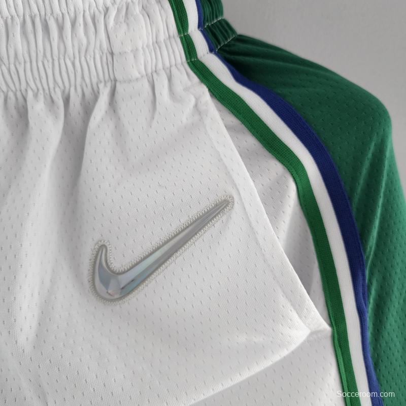 2022 Dallas Mavericks Urban Edition NBA Shorts White Green Trim