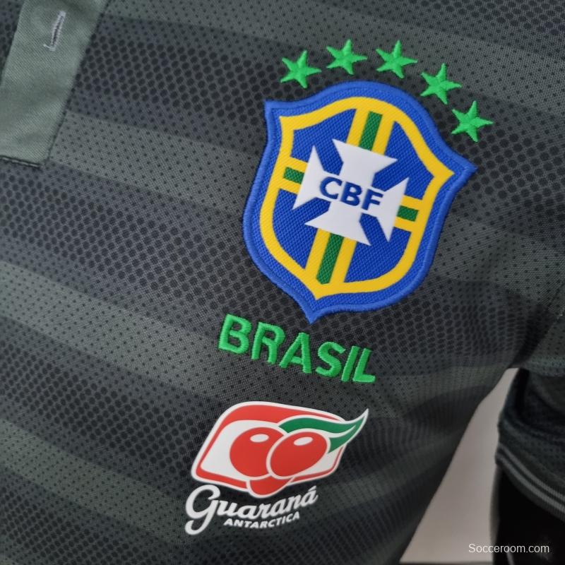 2022 Brazil Polo Black Stripe Jersey