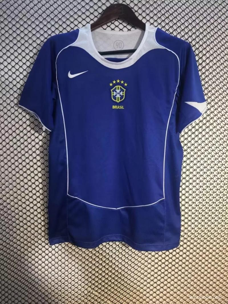 Retro 2004 Brazil Away Blue Jersey