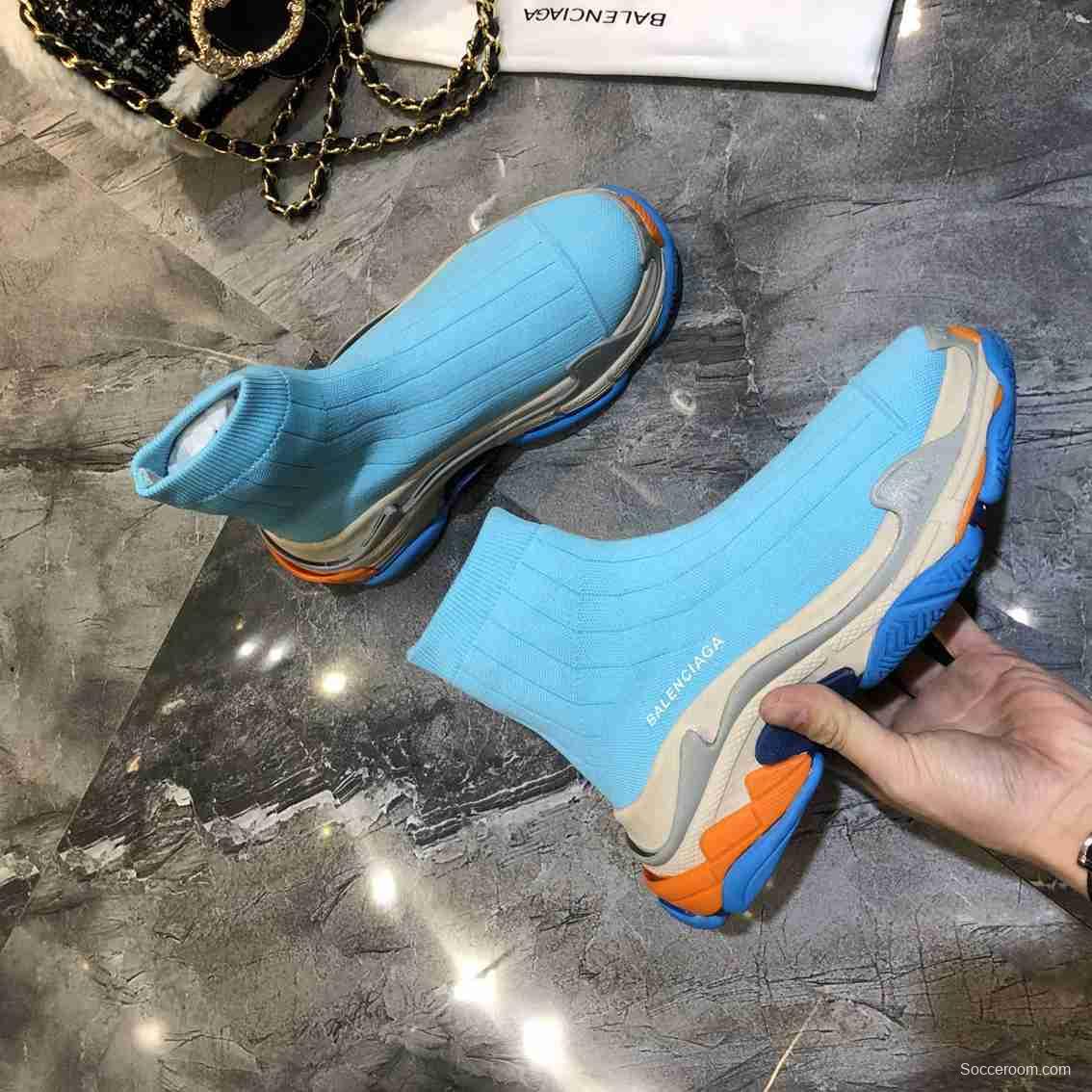 Men/Women Balenciaga Speed Blue Sneaker