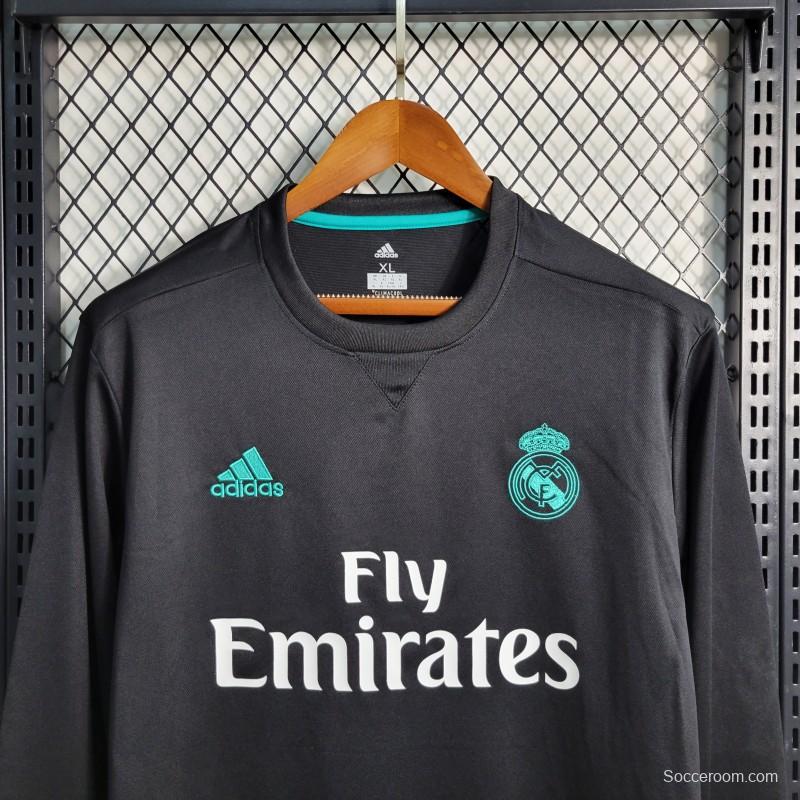 Retro Long Sleeve 17-18 Real Madrid Away Black Jersey