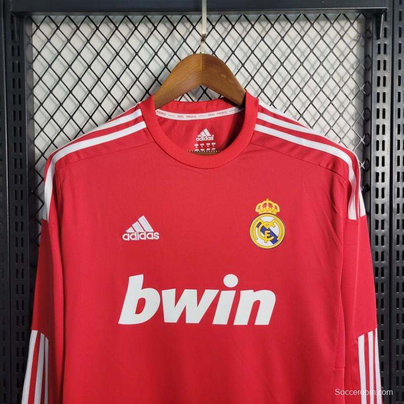 Retro Long Sleeve 11-12 Real Madrid Away Red Jersey