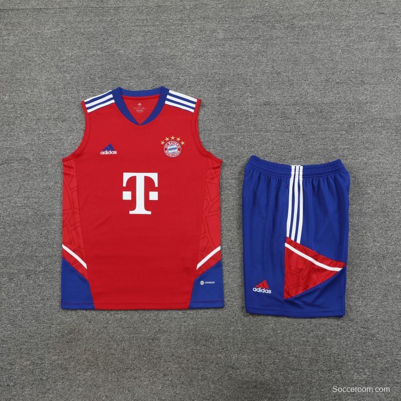 23-24 Bayern Munich Red/Blue Vest Jersey+Shorts