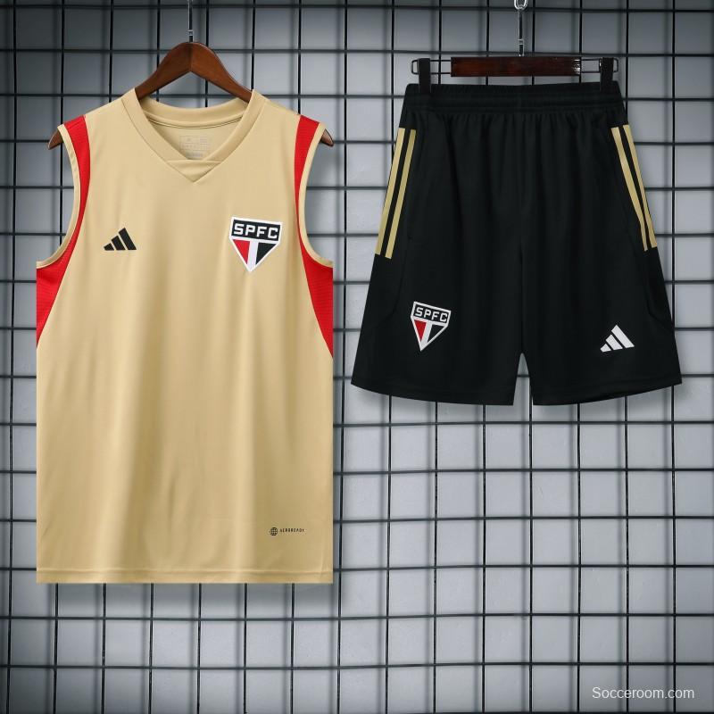 23-24 Sao Paulo Beige Vest Jersey+Shorts