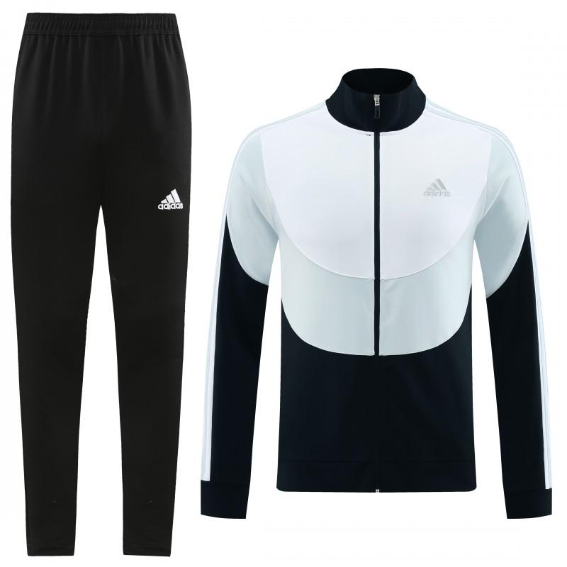 23/24 Adidas White/Black Full Zipper Hooide Jacket+Pants