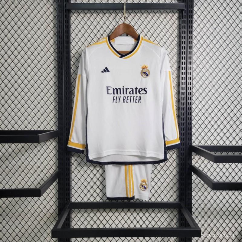 23/24 Kids Real Madrid Home Long Sleeve Jersey