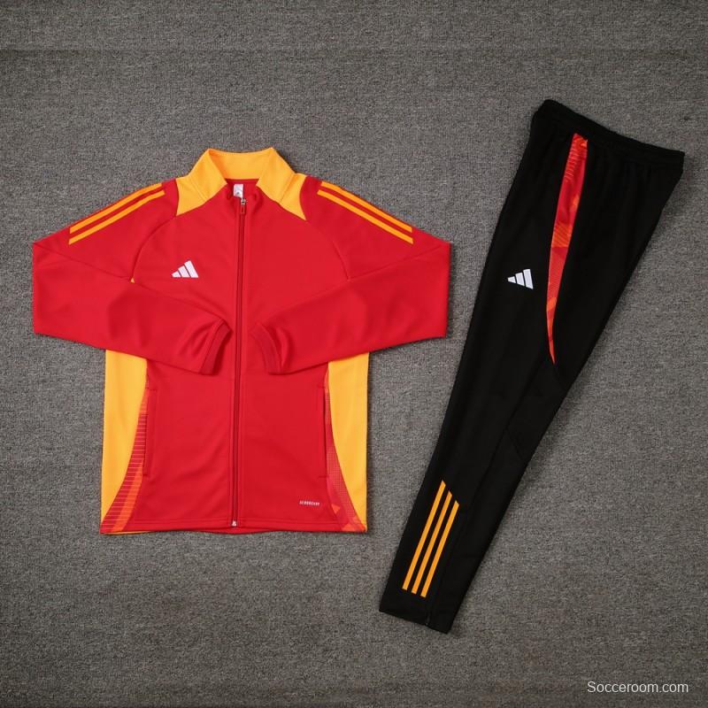 24/25 Adidas Red/Orange Full Zipper Jacket +Long Pants