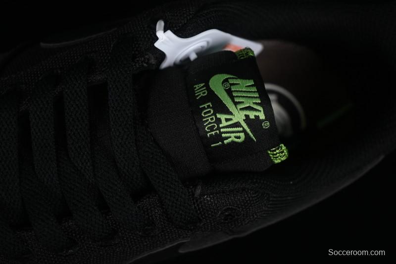 Nike Air Force 1 '07 Low Black Green Canvas Casual Sneakers - FJ4160-001