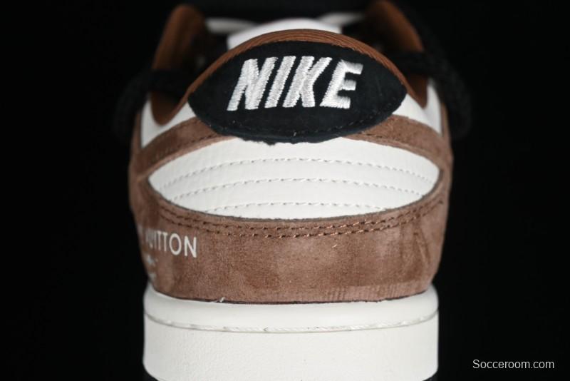 Nike SB Dunk Low LV Collaboration - Black Brown Fade Anniversary Custom Low-Top Casual Sneakers - SJ2068-233
