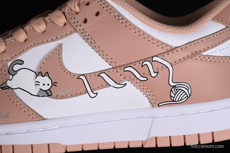 Nike Dunk Low SB Casual Sneakers with Knit Cat and Rose Pink Design - DD1503-118