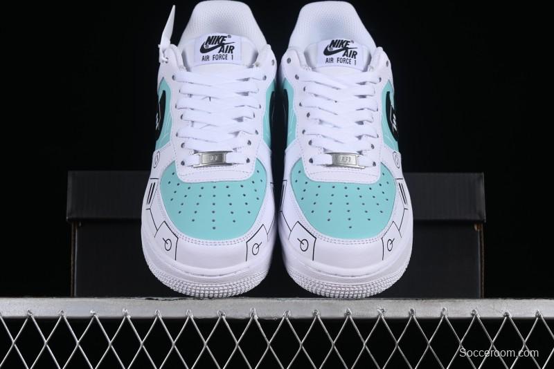 Nike Air Force 1 '07 Low PS5 Gaming Theme Ice Green Casual Sneakers - CW2288-114