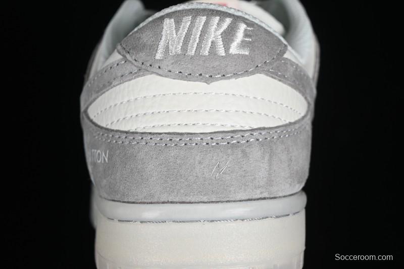 Nike SB Dunk Low LV Collaboration - Beige Grey Crystal Sole Night Light Anniversary High-End Custom Low-Top Casual Sneakers - CR8033-503
