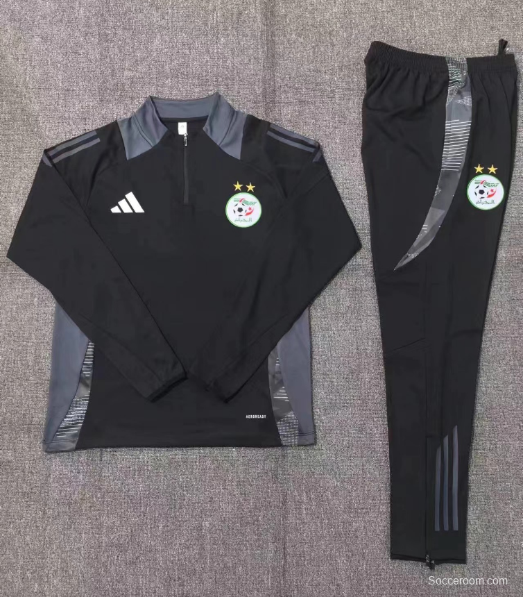 2024 Kids Algeria Black Half Zipper Jacket+Long Pants