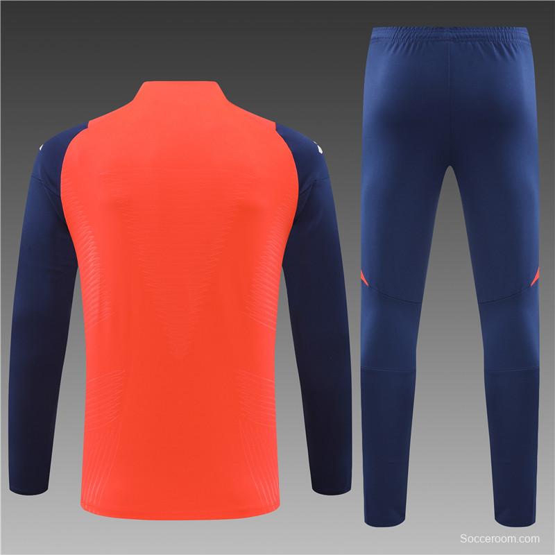 24/25 Manchester United Orange/Navy Half Zipper Jacket+Long Pants