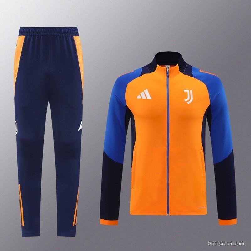 24/25 Juventus Orange Full Zipper Jacket +Long Pants