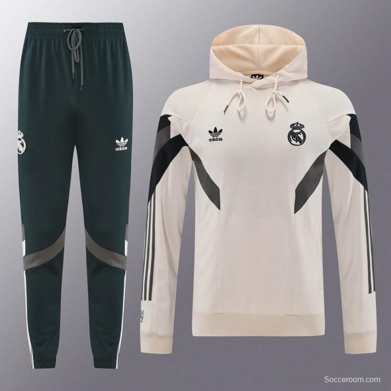 24/25 Real Madrid Light Yellow Hoodie Jacket +Long Pants