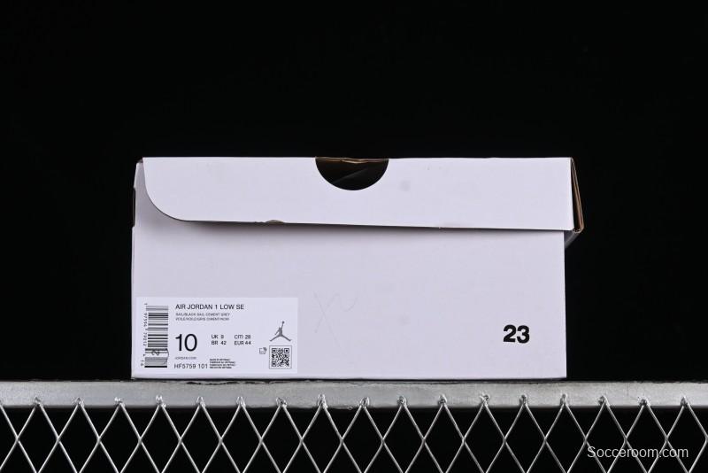 Nike Air Jordan 1 Low SE Casual Sneakers in Black White with Metallic Purple Accents - HF5759-101