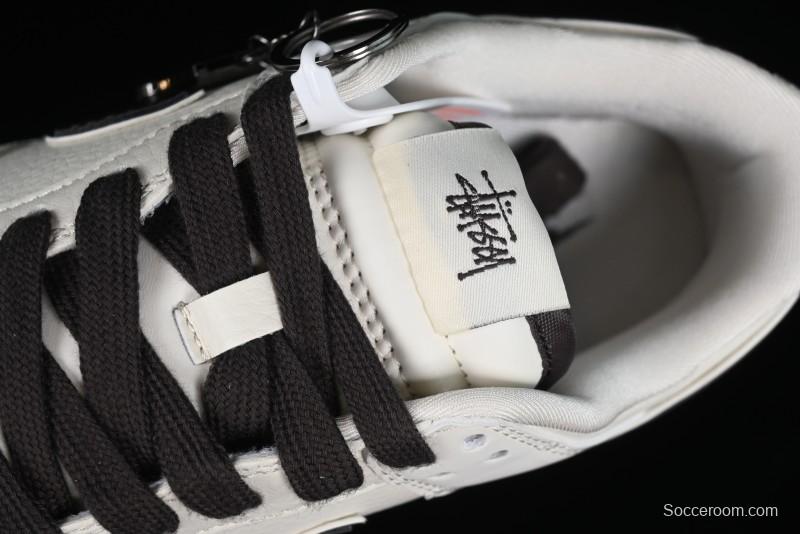 Stussy x Nike SB Dunk Low Anniversary Customized Casual Sneakers in Off-White Black Swoosh - DQ1098-378