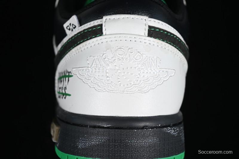 Nike Air Jordan 1 Low Retro Basketball Shoes with Panda Mischief Pioneer Rider Design - 553558-065