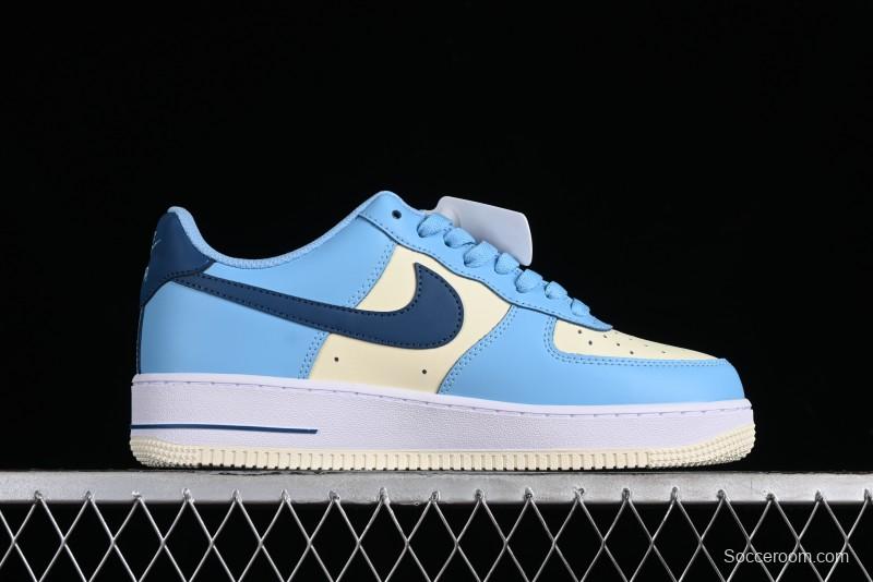 Nike Air Force 1 '07 Low White Blue Color Blocking Casual Sneakers - HF4837-407