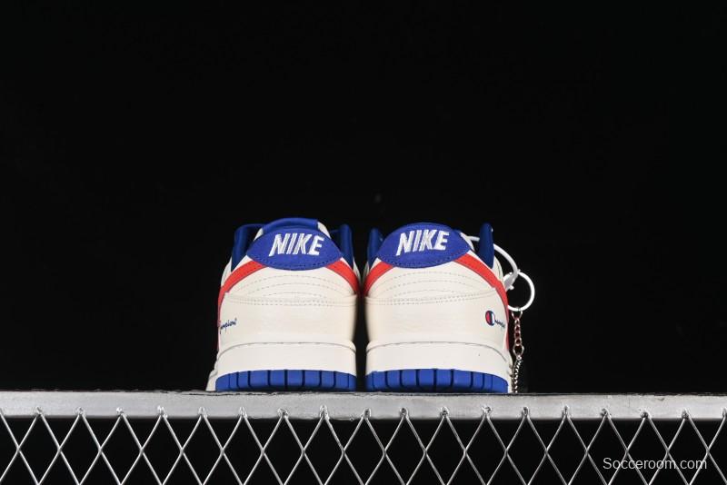 Nike SB Dunk Low Championship Collaboration - Off-White Red Swoosh Anniversary Custom Low-Top Casual Skate Shoes - KK1688-021