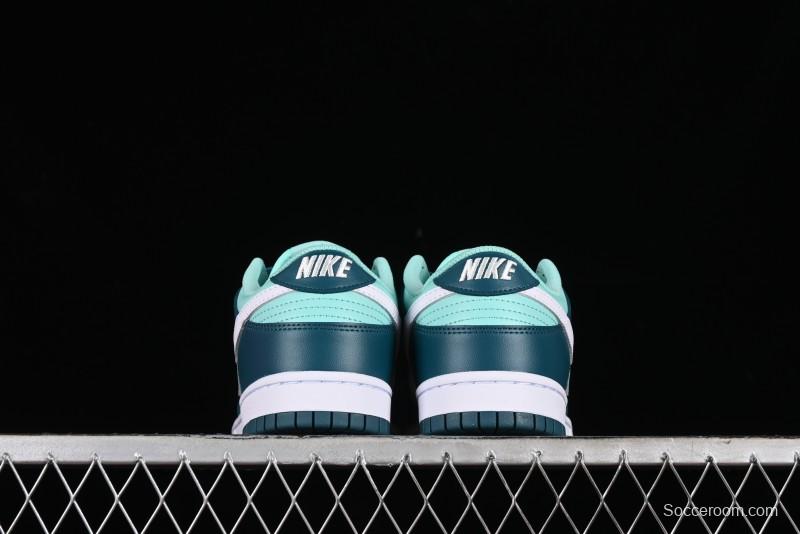 Nike Dunk Low SB Skateboarding Shoes in White and Geode Teal - DD1503-301