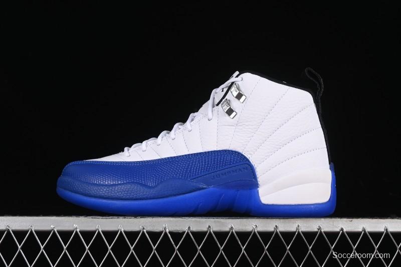 Nike Air Jordan 12 Retro Basketball Shoes in White Blue - CT8013-140