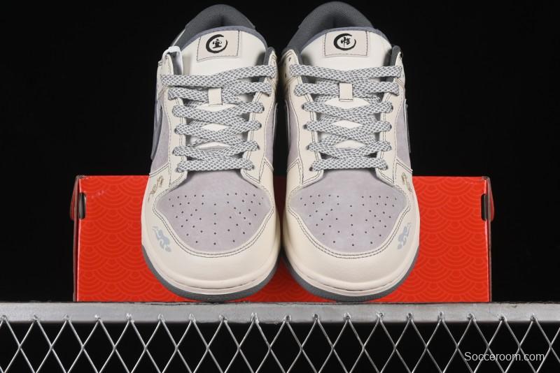 Nike SB Dunk Low Black Wukong Series - Light Gray Swoosh Anniversary Custom Low-Top Casual Skate Shoes - SJ1098-013