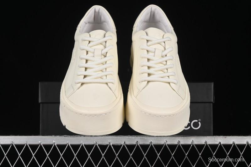 ECCO Street Light Series Autumn Platform Round Toe Versatile Casual White Sneakers 63311901002