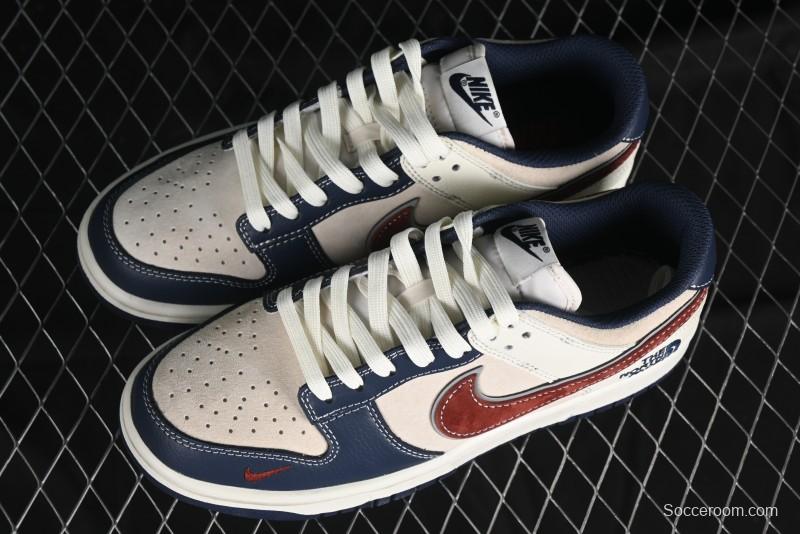Nike SB Dunk Low The North Face Collaboration - Two-Tone Red Brown Swoosh Anniversary Custom Low-Top Casual Skate Shoes - DJ2024-036